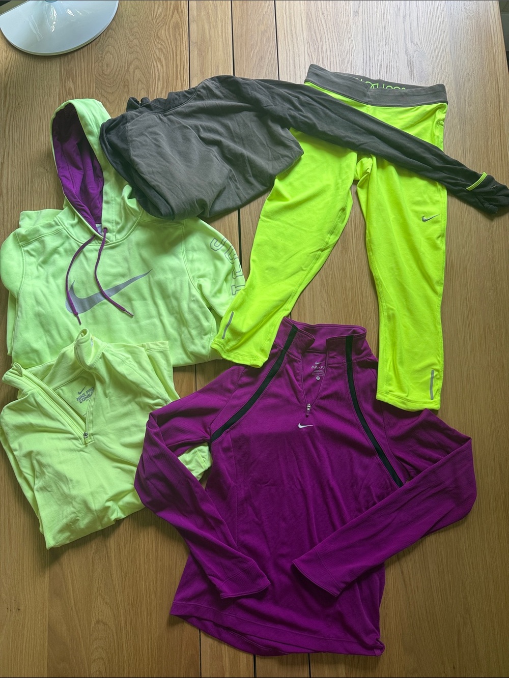 BUNDLE! Nike Neon Yellow and Purple Activewear Set